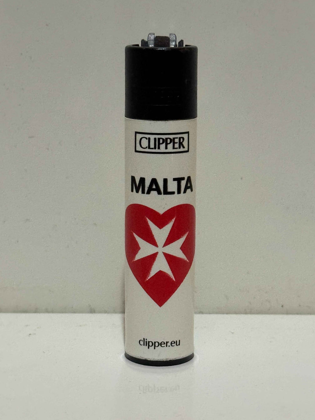 Maltese Cross Lighter Souvenir: Authentic Clipper Lighter with Red Heart Design