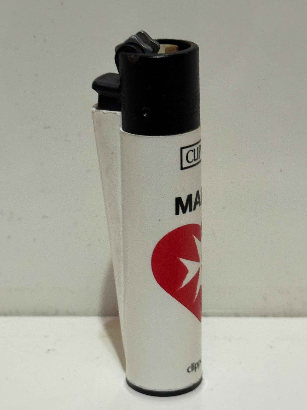 Maltese Cross Lighter Souvenir: Authentic Clipper Lighter with Red Heart Design