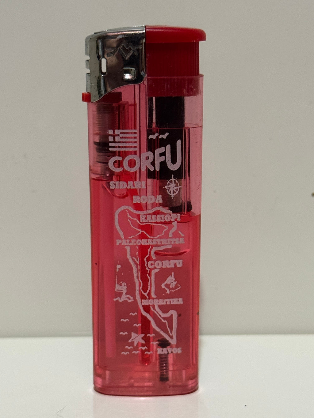 Corfu souvenir lighter – red translucent