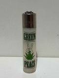 Clipper Brooklyn peace sign lighter – frosted white graphic