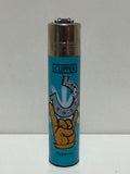 Clipper lucky horseshoe lighter – sky blue graphic design