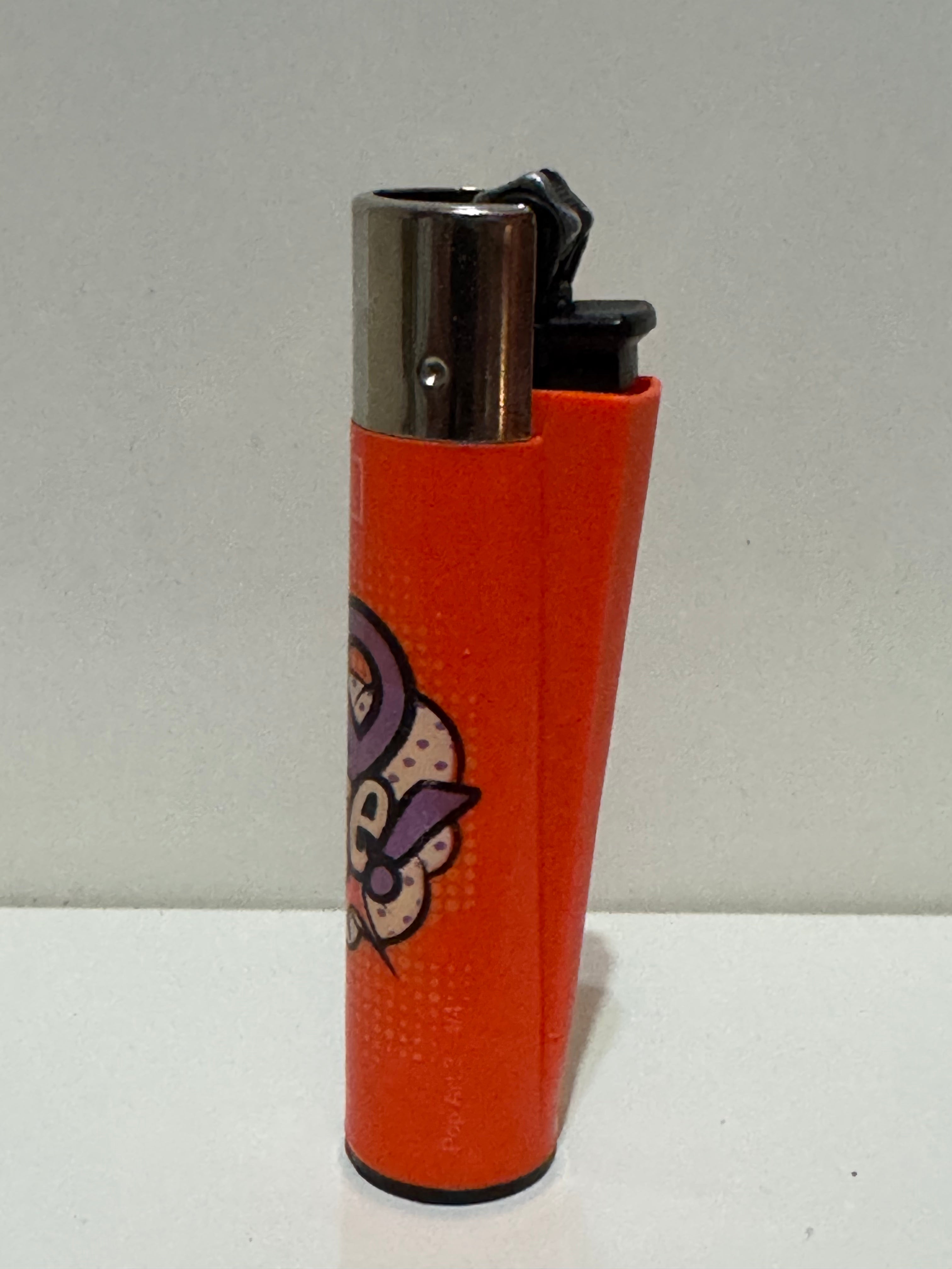Clipper Peace retro lettering lighter – orange and red